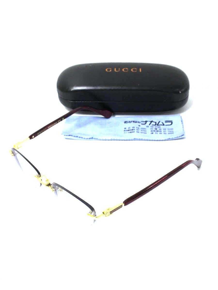 グッチ GG1221O 003 メガネ ワインレッド リムレス オーバル ITE71XG9WXOG