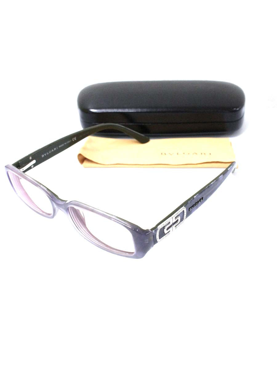 ブルガリ 4004-B メガネ パープル 眼鏡 スクエアフレーム ラインストーン ITLWAUABO4E4