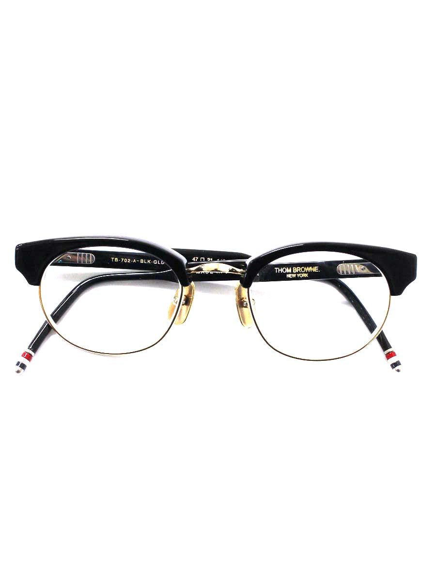 トムブラウン TB-702-A-BLK-GLD-47 メガネ ブラック ボストン ITF2C16MK20D