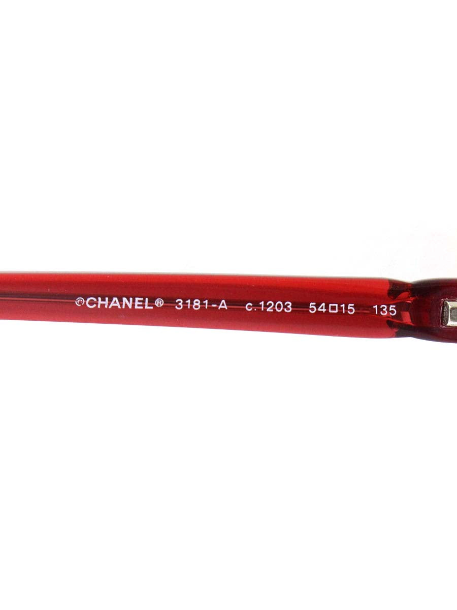 シャネル 3181-A 眼鏡 ココマーク レッド セルフレーム フルリム スクエア IT8YC4H6W14G