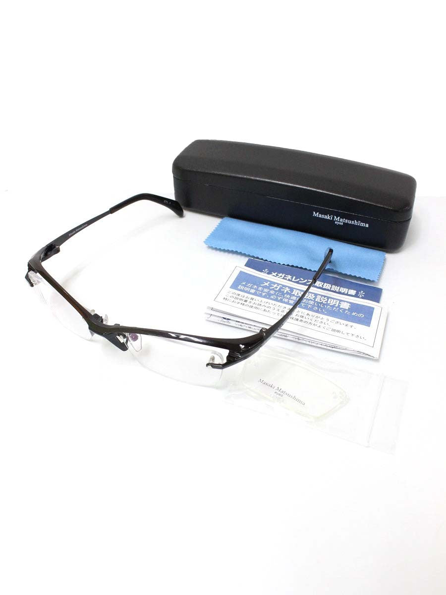 マサキマツシマ MF-1204 メガネ ブラック 無地 その他フレーム ハーフリム(ナイロール)スクエア ITXB0R1O4F28