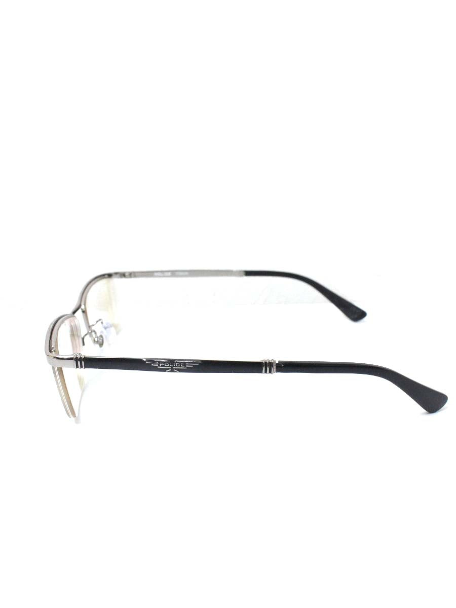 ポリス VPLB04J メガネ ガンメタ/ブラック 無地 メタルフレーム ハーフリム(ナイロール)スクエア IT3PEF91DYHN