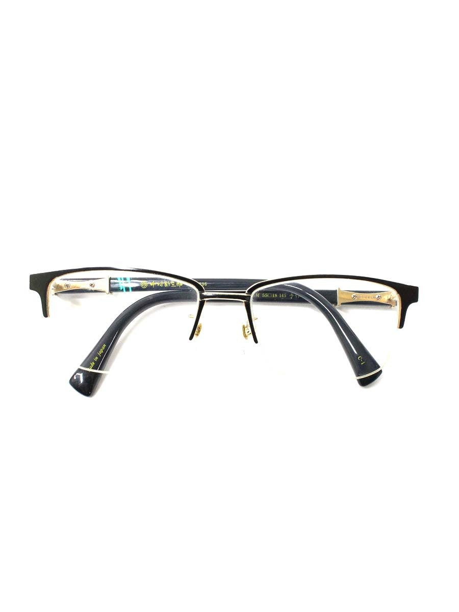 中村勘三郎 KN-2536 メガネ ゴールド/ブラック 手作り チタニウムフレーム フルリム ウェリントン IT6FO1CMRSFU