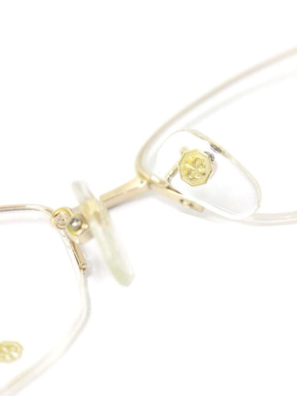 中村勘三郎 KN-2612 メガネ ゴールド/ホワイトパール 手作り チタニウム コンビフレーム ハーフリム スクエア IT4N7TCJTG7C