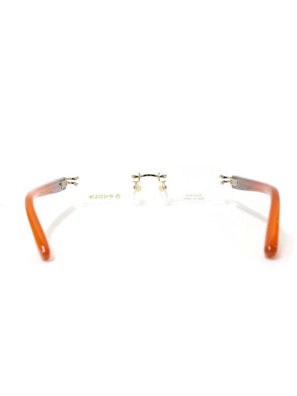 中村勘三郎 KN-2608 メガネ ゴールド/オレンジ 手作り チタニウム コンビフレーム リムレス スクエア C-2GP ITKBDW64T0HO