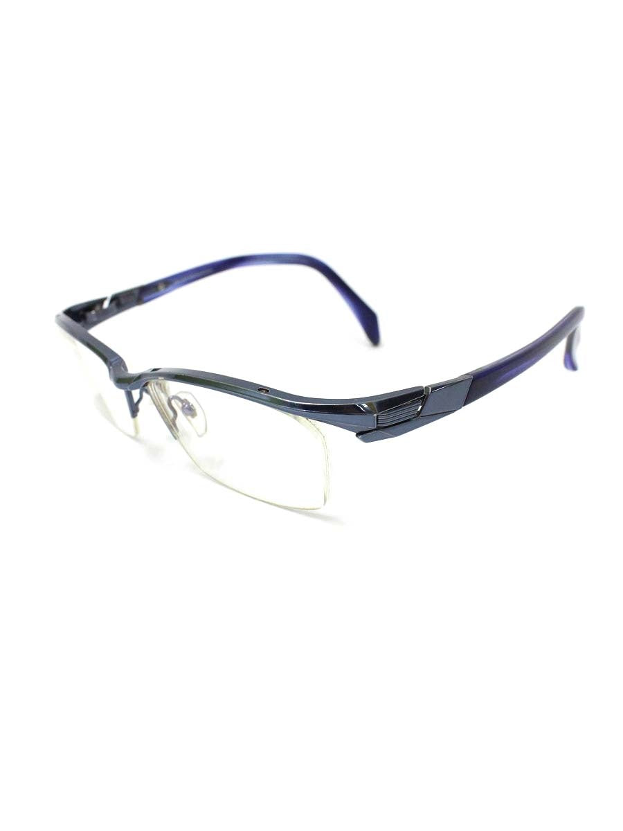 マサキマツシマ MF-1265 メガネ ブルー メタルフレーム ハーフリム（ナイロール）スクエア ITJNFTES9F0I