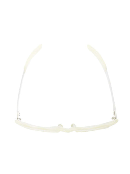 ソリッドブルー S-49 メガネ ホワイト/シルバー コンビフレーム フルリム スクエア ITEIEJFVV3LC