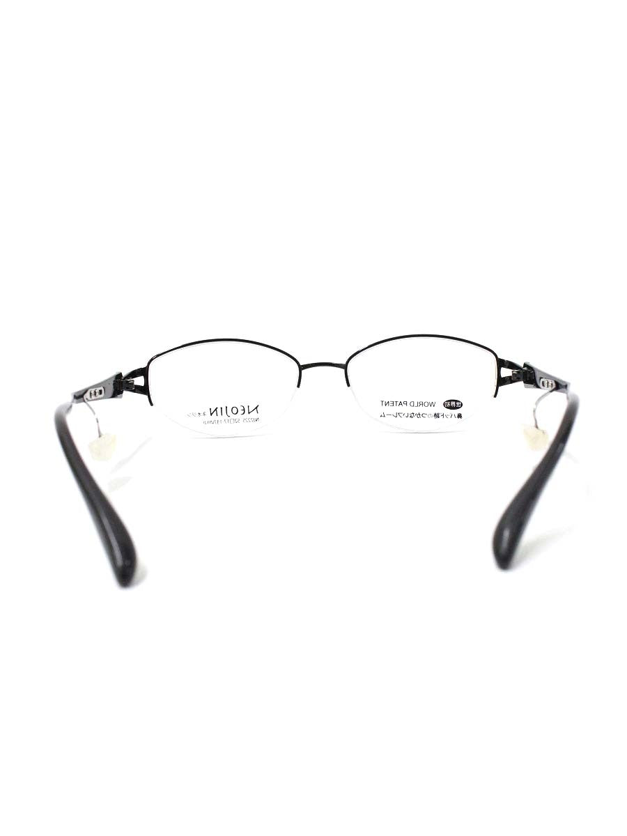 ネオジン NJ2225 メガネ ブラック メタルフレーム ハーフリム 鼻パッドがないフレーム IT9653HKDEUY