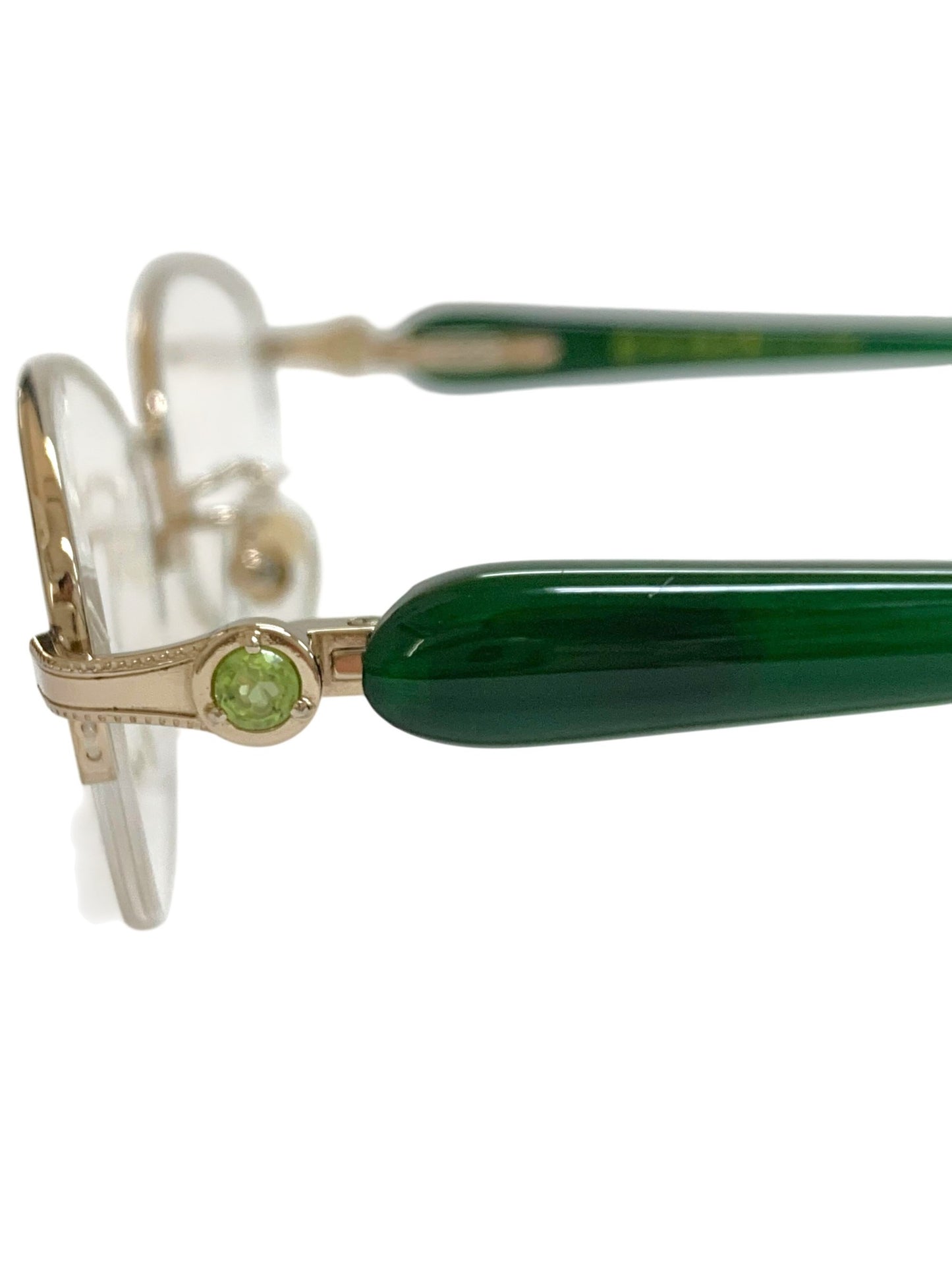 中村勘三郎 KN-2626 C-2 眼鏡 ゴールド/グリーン シープホーン メタルコンビ ハーフリム オーバル IT3CCY3M74P6