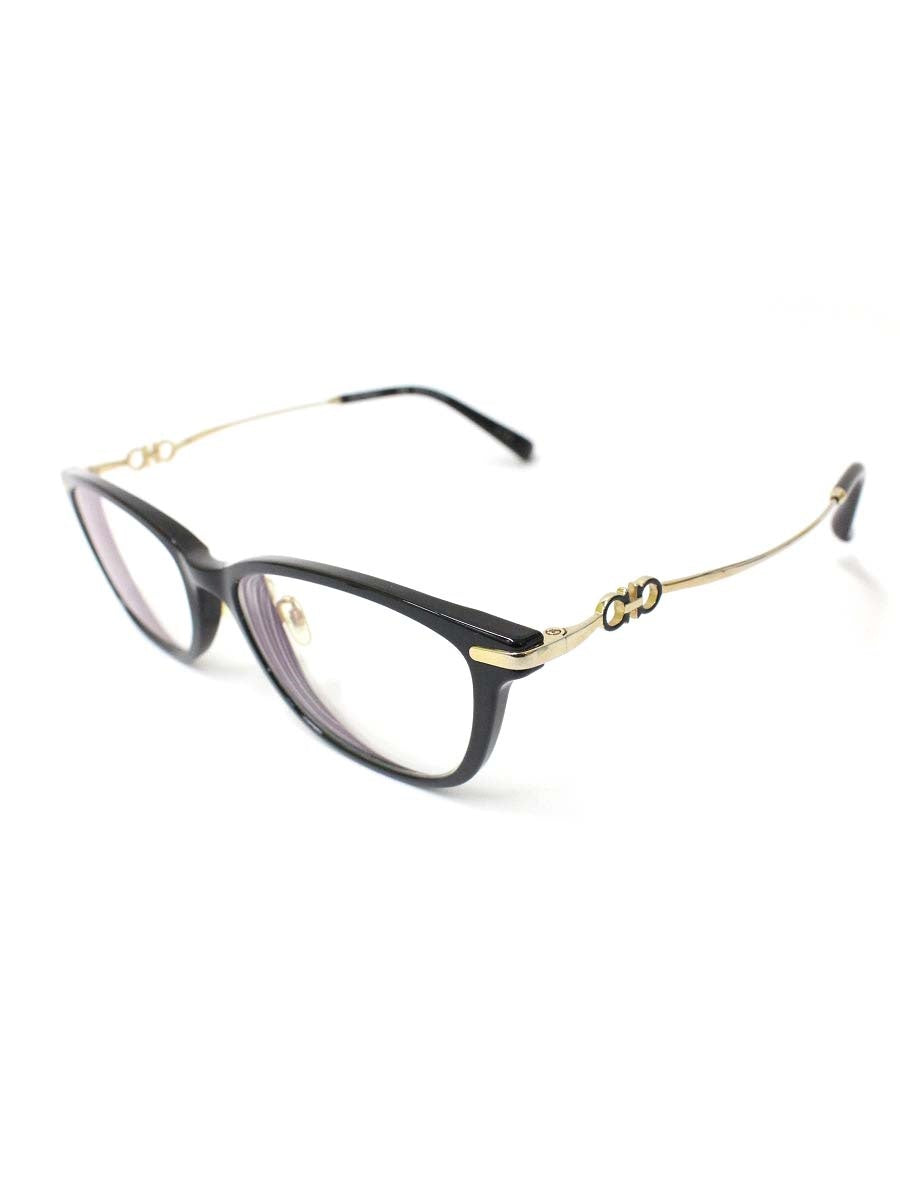 フェラガモ ガンチーニ SF2900A メガネ ブラック/ゴールド コンビフレーム フルリム スクエア IT8VPE6FZHDI