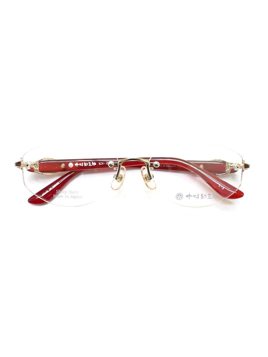 中村勘三郎 KN-2642 メガネ ワインレッド シープホーン スワロフスキーリング リムレス ITGVBZ4DE2A5