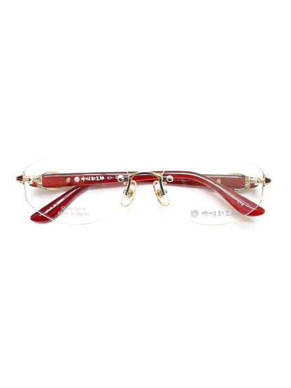中村勘三郎 KN-2642 メガネ ワインレッド シープホーン スワロフスキーリング リムレス ITGVBZ4DE2A5