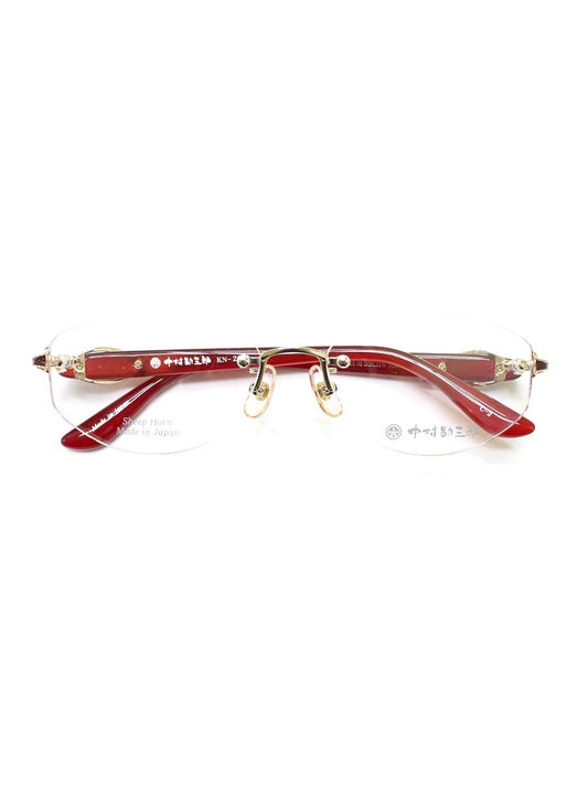 中村勘三郎 KN-2642 メガネ ワインレッド シープホーン スワロフスキーリング リムレス ITGVBZ4DE2A5