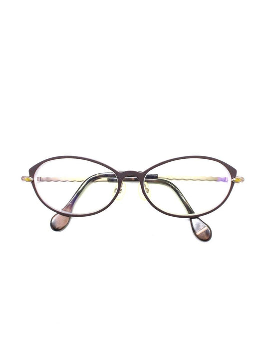 アキット mel2 メガネ ブラウン/マスタード メタルフレーム フルリム オーバル col.KMB ITU8XC0P5D54