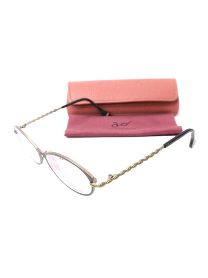 アキット mel2 メガネ ブラウン/マスタード メタルフレーム フルリム オーバル col.KMB ITU8XC0P5D54