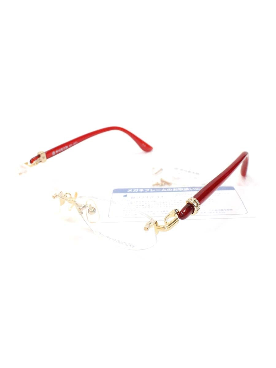 中村勘三郎 KN-2671 メガネ レッド シープホーン スワロフスキー リムレス ITGEYJYK5QCG