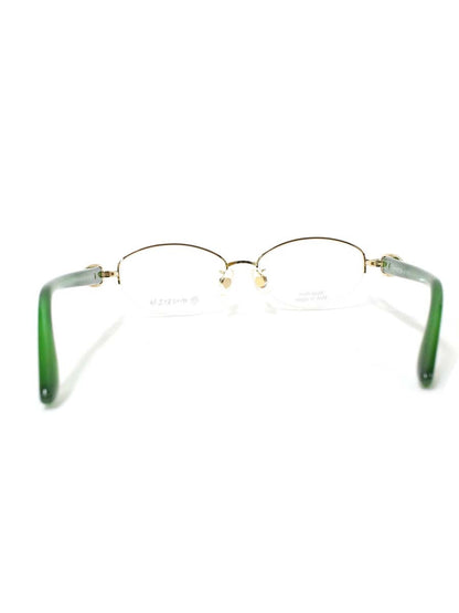 中村勘三郎 KN-2675 メガネ ゴールド/グリーン シープホーン スワロフスキーリング ハーフリム ITPL2O7WMX7O