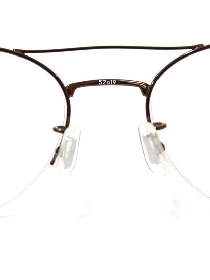 イーファイブアイヴァン ｍ23 メガネ ブラウン メタルフレーム ハーフリム ツーブリッジ IT1KTBIO9Y18