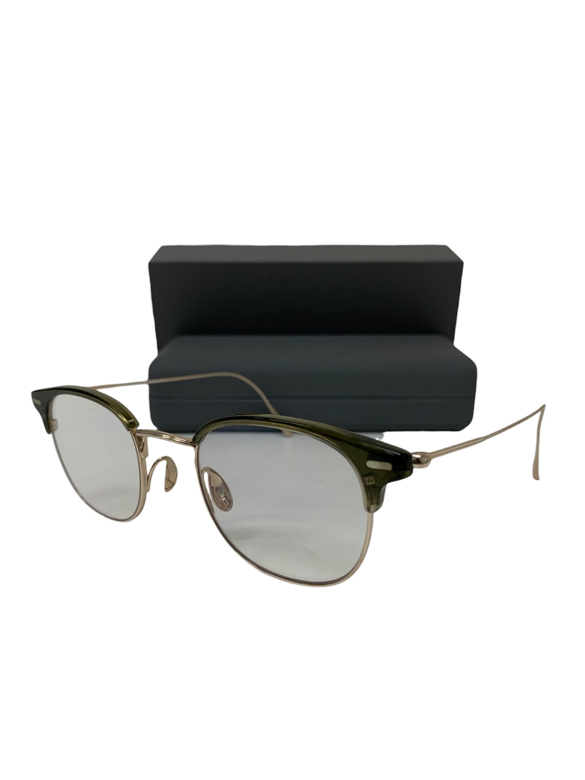 ユウイチトヤマ JINGASA UD-160 メガネ Olive drab / White gold メタル フルリム サーモントブロウ ITJAVT6NMSV5