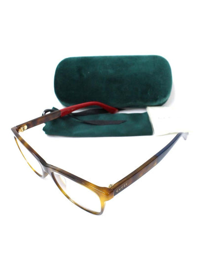 グッチ GG0162OA メガネ ブラウン/レッド/ネイビー セルフレーム スクエア べっ甲柄 ITX13UQSJI16