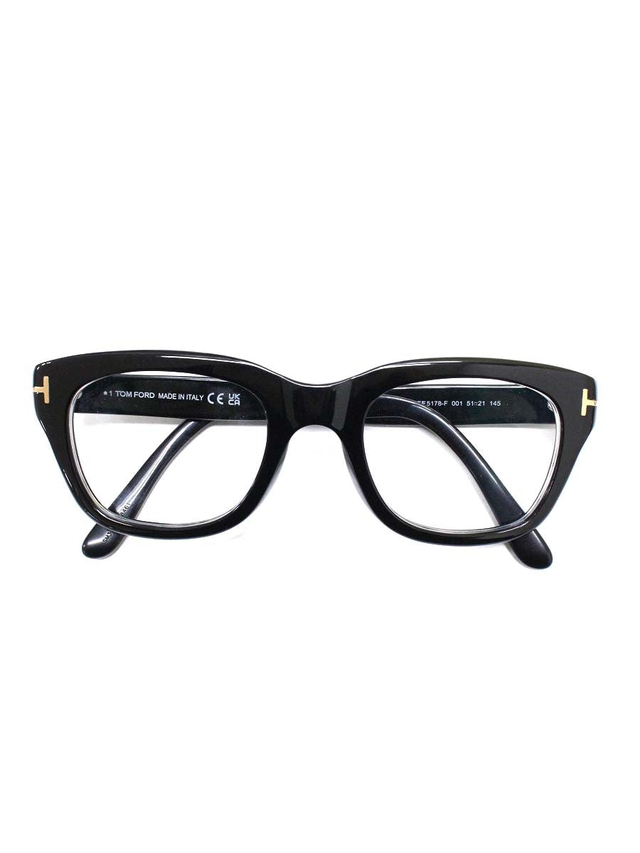 トムフォード Asian Fitting TF5178-F メガネ ブラック/ゴールド セルフレーム フルリム ウェリントン ITXWJ72T446H