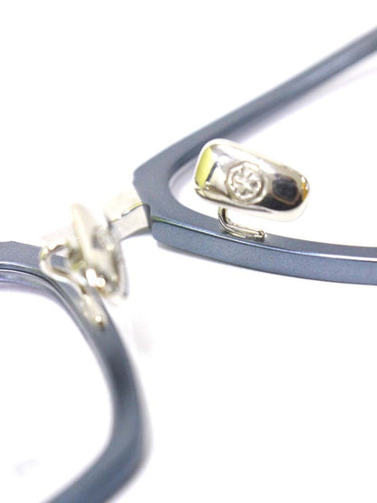 中村勘三郎 CHOUKINモデル KN-2547 メガネ ブルー/シルバー メタルフレーム フルリム スクエアシェイプ IT5A3Y1UWG5C