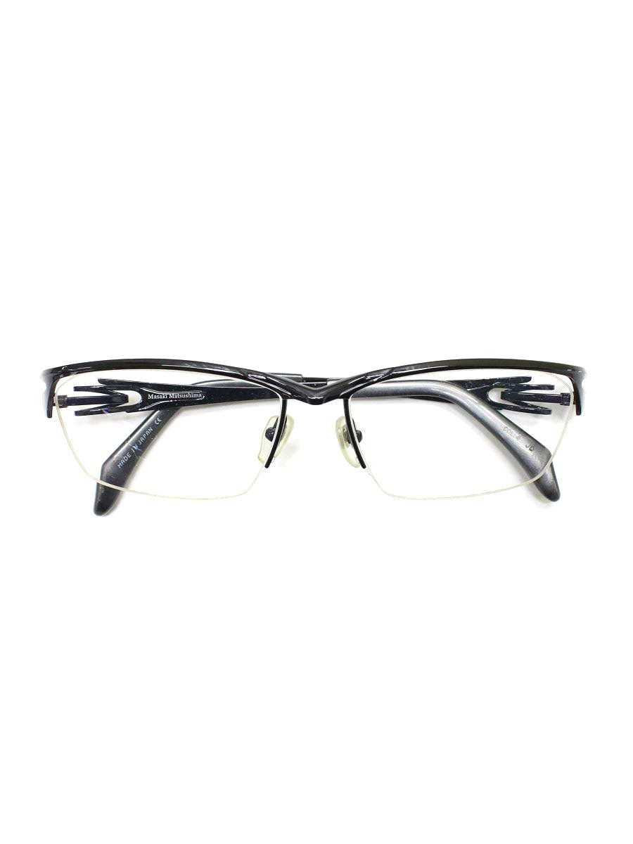 マサキマツシマ MF-1243 メガネ ブラック メタルフレーム ハーフリム（ナイロール）スクエア ITQSTDU04EDG