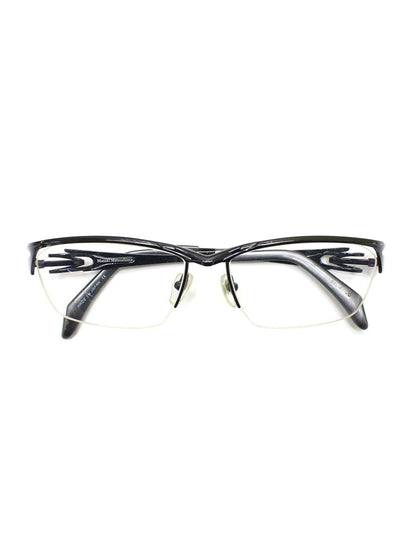 マサキマツシマ MF-1243 メガネ ブラック メタルフレーム ハーフリム（ナイロール）スクエア ITQSTDU04EDG