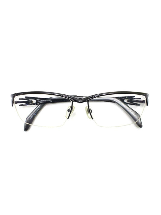 マサキマツシマ MF-1243 メガネ ブラック メタルフレーム ハーフリム（ナイロール）スクエア ITQSTDU04EDG