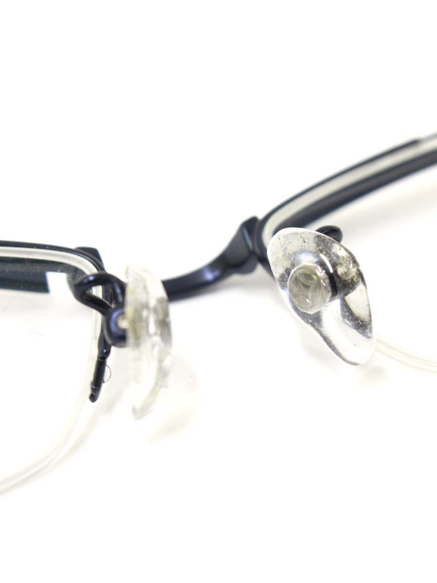 フォーナインズ S-320T メガネ ネイビー メタルフレーム ハーフリム ブロウシェイプ IT9WUA8UWB40