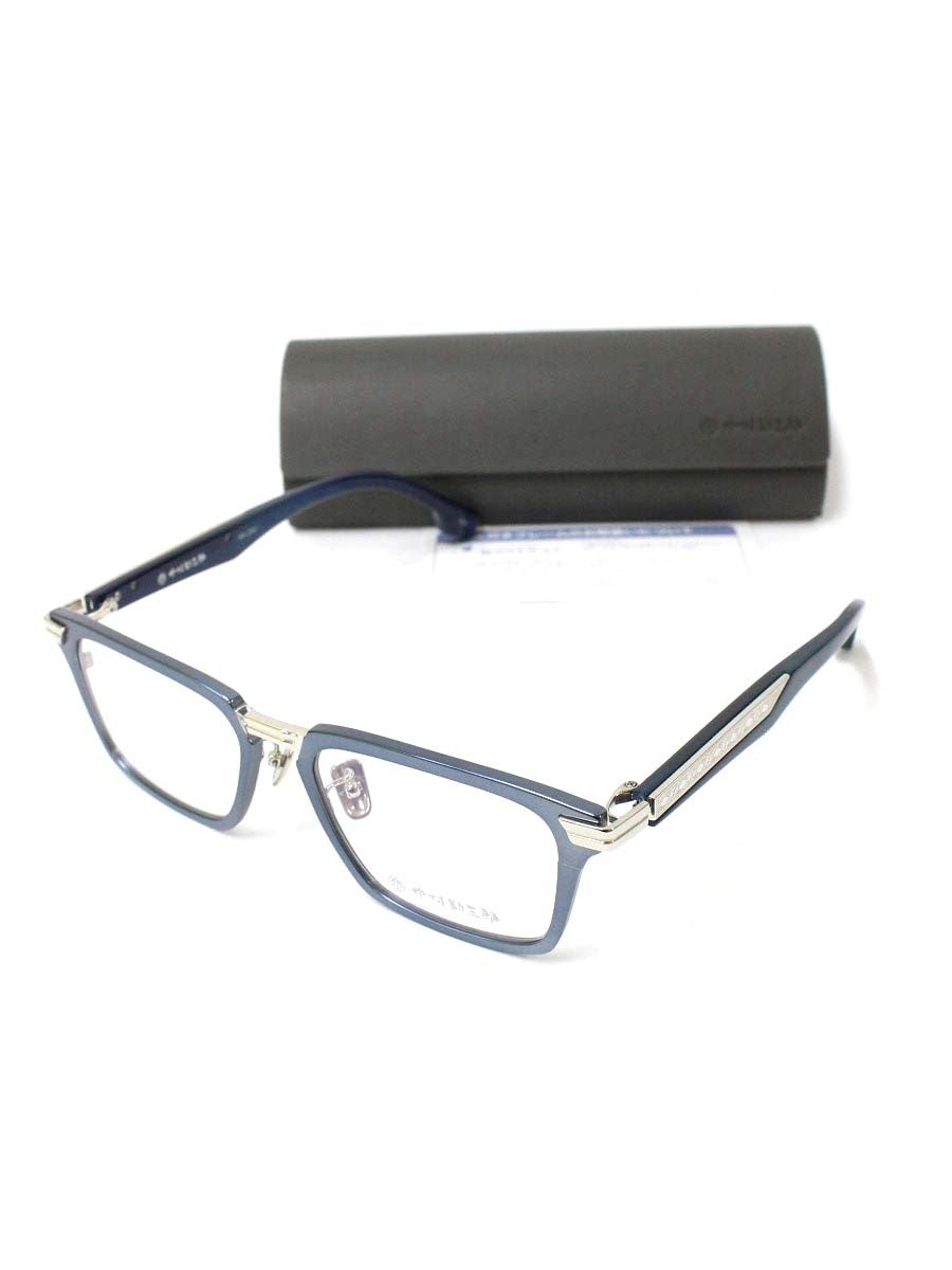 中村勘三郎 CHOUKINモデル KN-2547 メガネ ブルー/シルバー メタルフレーム フルリム スクエアシェイプ IT5A3Y1UWG5C