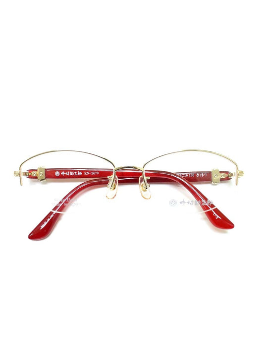 中村勘三郎 KN-2670 メガネ ゴールド/レッド ストーン付き スクエア  COL.C-2 ITZIM09US6EC
