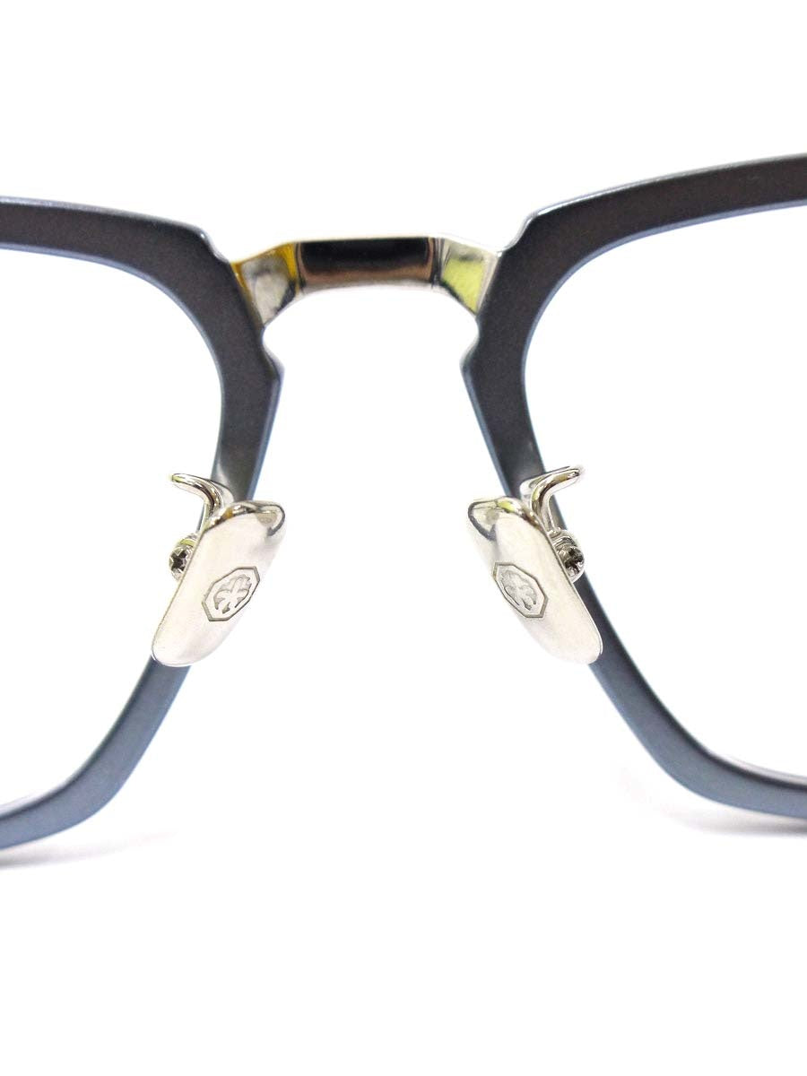 中村勘三郎 CHOUKINモデル KN-2547 メガネ ブルー/シルバー メタルフレーム フルリム スクエアシェイプ IT5A3Y1UWG5C