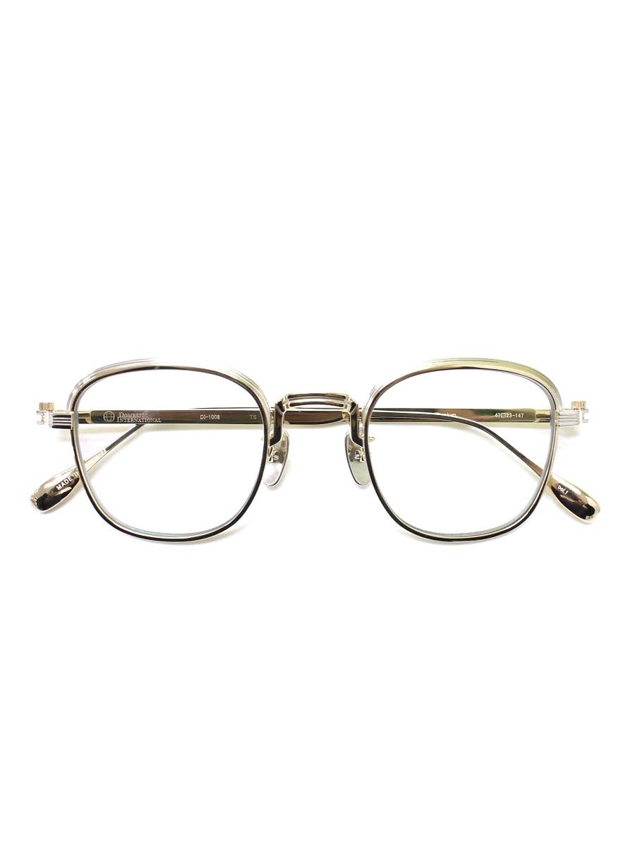 ドメスティックインターナショナル DI-1008TS メガネ ゴールド/シルバー メタルフレーム フルリム ブロー ITOWMLZS4B7I