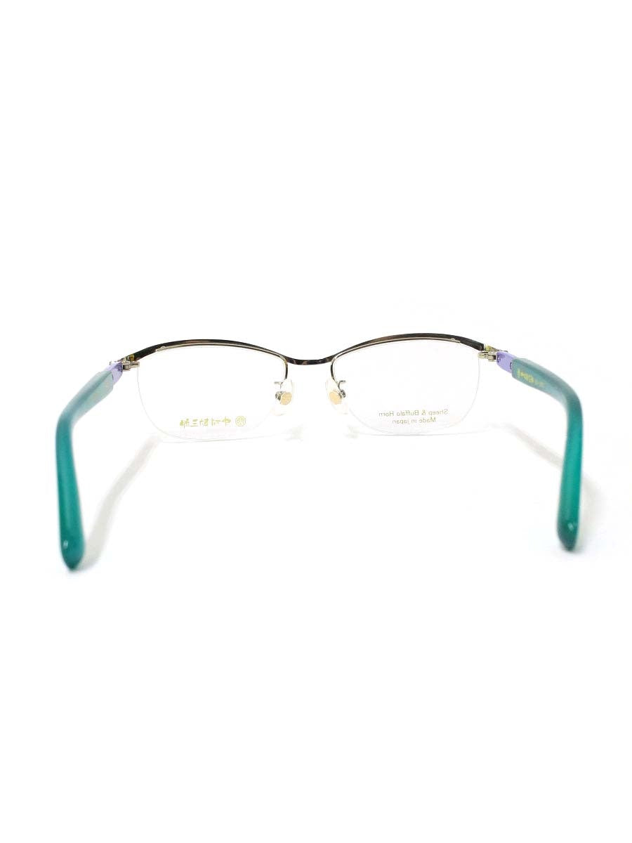 中村勘三郎 KN-2634 メガネ グリーン/シルバー/ブルー コンビフレーム ハーフリム スクエア IT9CH6KZS0MZ