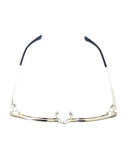 フォーナインズ 999.9  Salvatore Ferragamo コラボ SF9010 メガネ ゴールド/ブラック スクエア ITIPD6SSGPRH