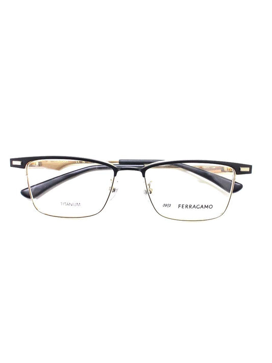 フォーナインズ 999.9  Salvatore Ferragamo コラボ SF9010 メガネ ゴールド/ブラック スクエア ITIPD6SSGPRH