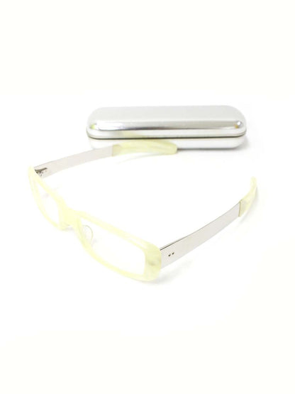 ソリッドブルー S-49 メガネ ホワイト/シルバー コンビフレーム フルリム スクエア ITEIEJFVV3LC