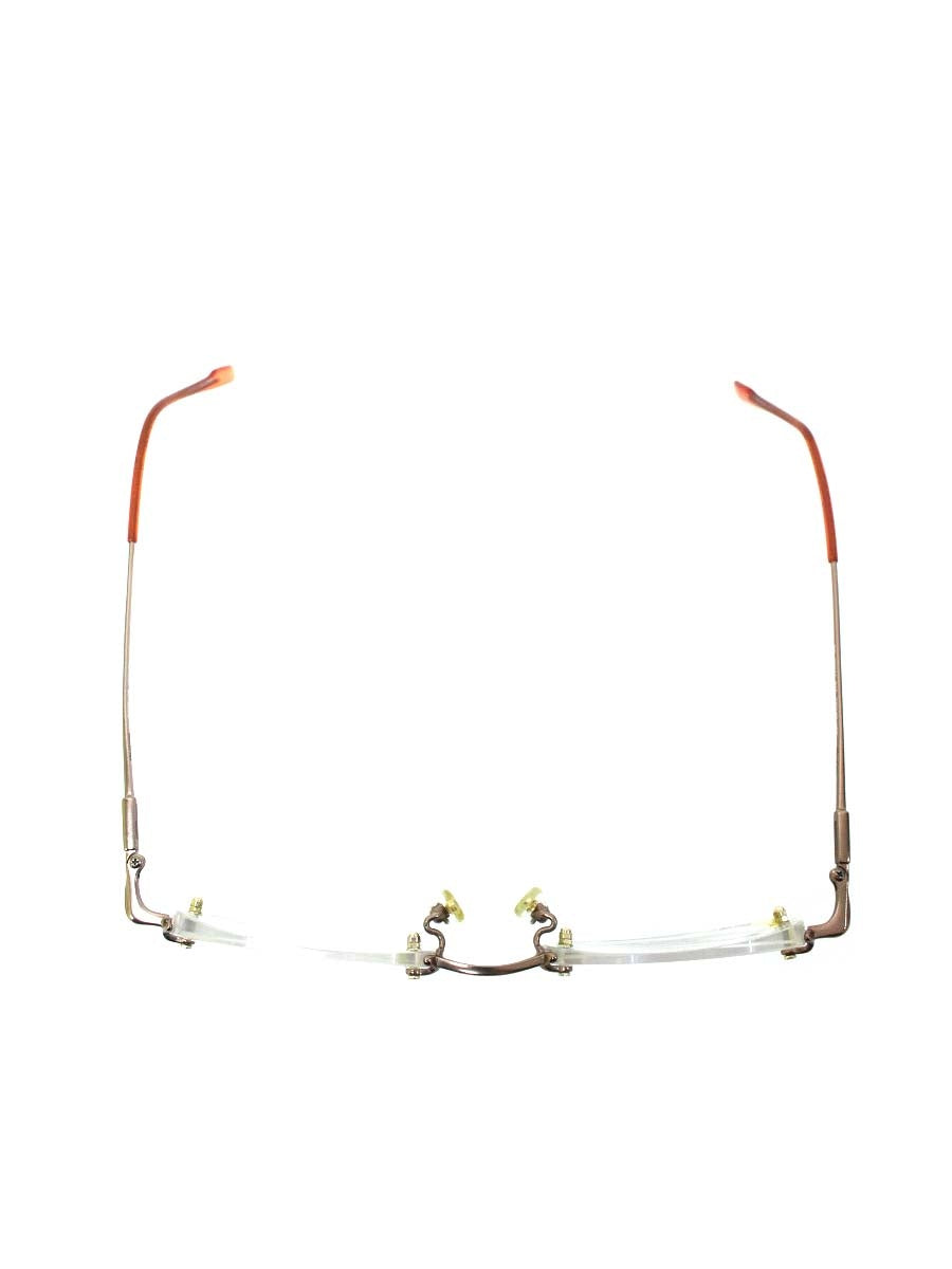 グッチ GG-9004J メガネ ブラウン/クリアオレンジ メタルフレーム リムレス ツーポイント オーバル ITGJPJO7V9TM