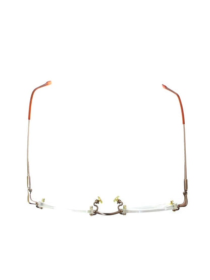 グッチ GG-9004J メガネ ブラウン/クリアオレンジ メタルフレーム リムレス ツーポイント オーバル ITGJPJO7V9TM