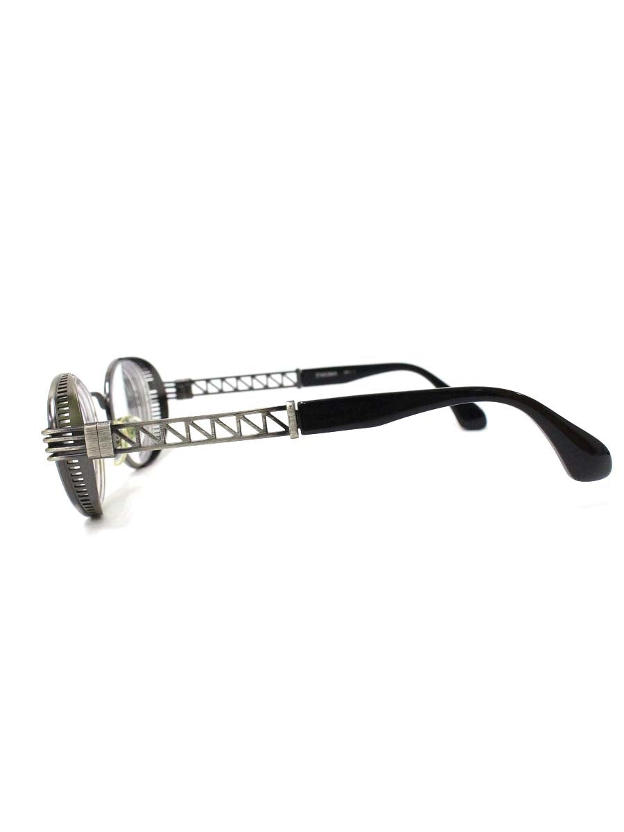 レスザンヒューマン ENIGMA メガネ アンティークシルバー/ブラック コンビフレーム フルリム ボストン ITZAPBJBDKIU