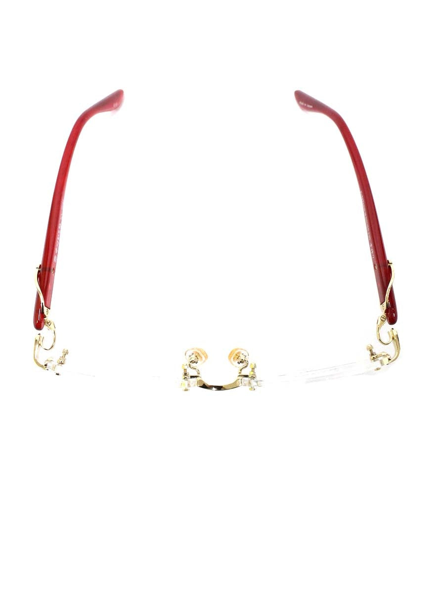 中村勘三郎 KN-2642 メガネ ワインレッド シープホーン スワロフスキーリング リムレス IT8C0UWIKFV4