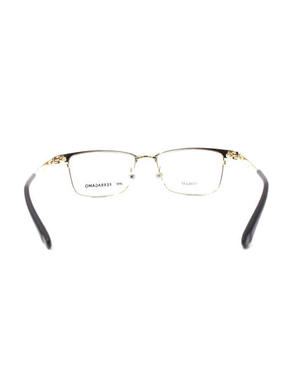 フォーナインズ 999.9  Salvatore Ferragamo コラボ SF9010 メガネ ゴールド/ブラック スクエア ITIPD6SSGPRH