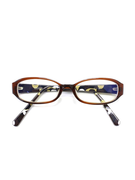 コーチ AMENA 766AF メガネ ブラウン フラワーモチーフ セルフレーム フルリム オーバル ITZUFXG6HUQW