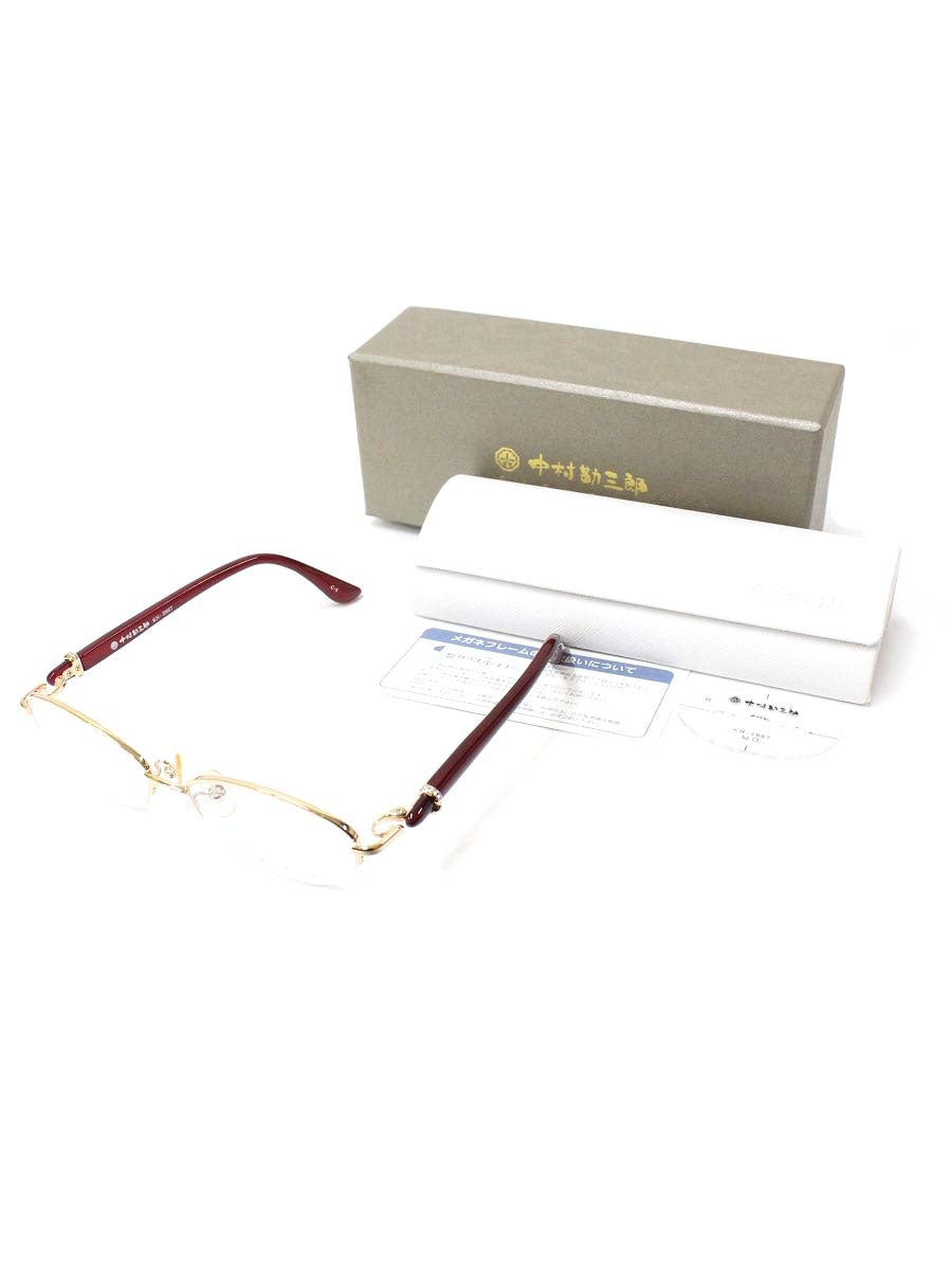 中村勘三郎 KN-2667 メガネ ローズピンク/パープル メタルフレーム ハーフリム スワロフスキー シープホーン COL.C-4 IT4X5P21PKV4