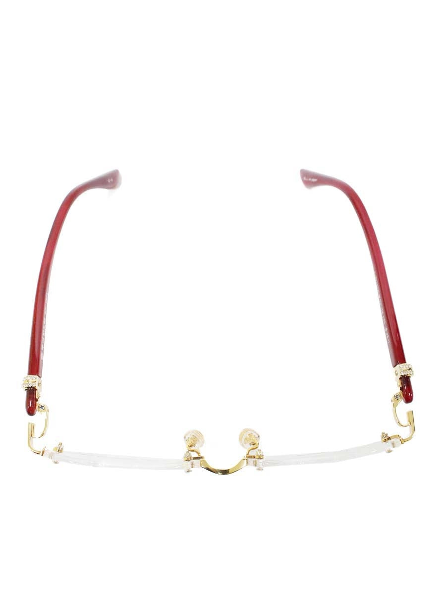 中村勘三郎 KN-2671 メガネ ゴールド/ホワイトラメ シープホーン スワロフスキー リムレス ITWM43O9IL1C