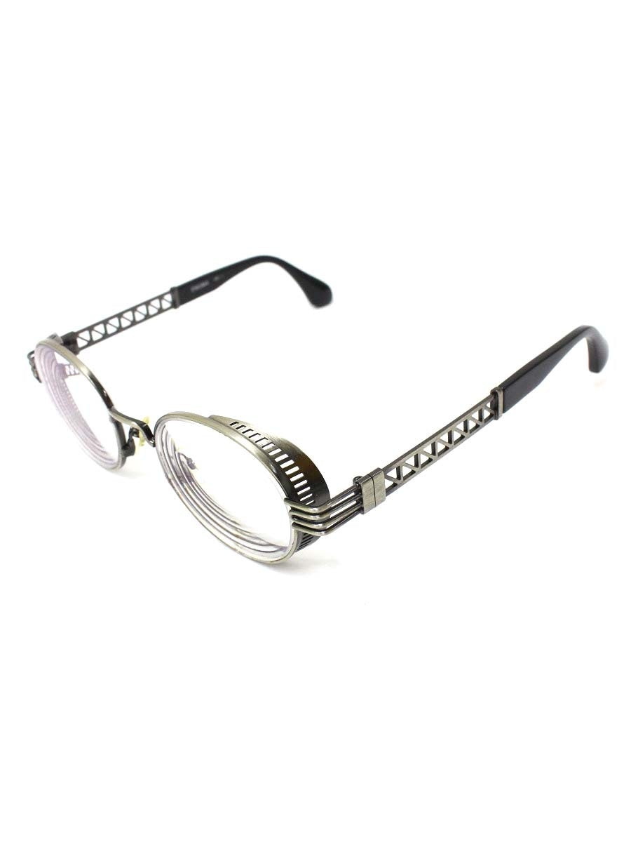 レスザンヒューマン ENIGMA メガネ アンティークシルバー/ブラック コンビフレーム フルリム ボストン ITZAPBJBDKIU