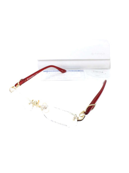 中村勘三郎 KN-2642 メガネ ワインレッド シープホーン スワロフスキーリング リムレス IT8C0UWIKFV4