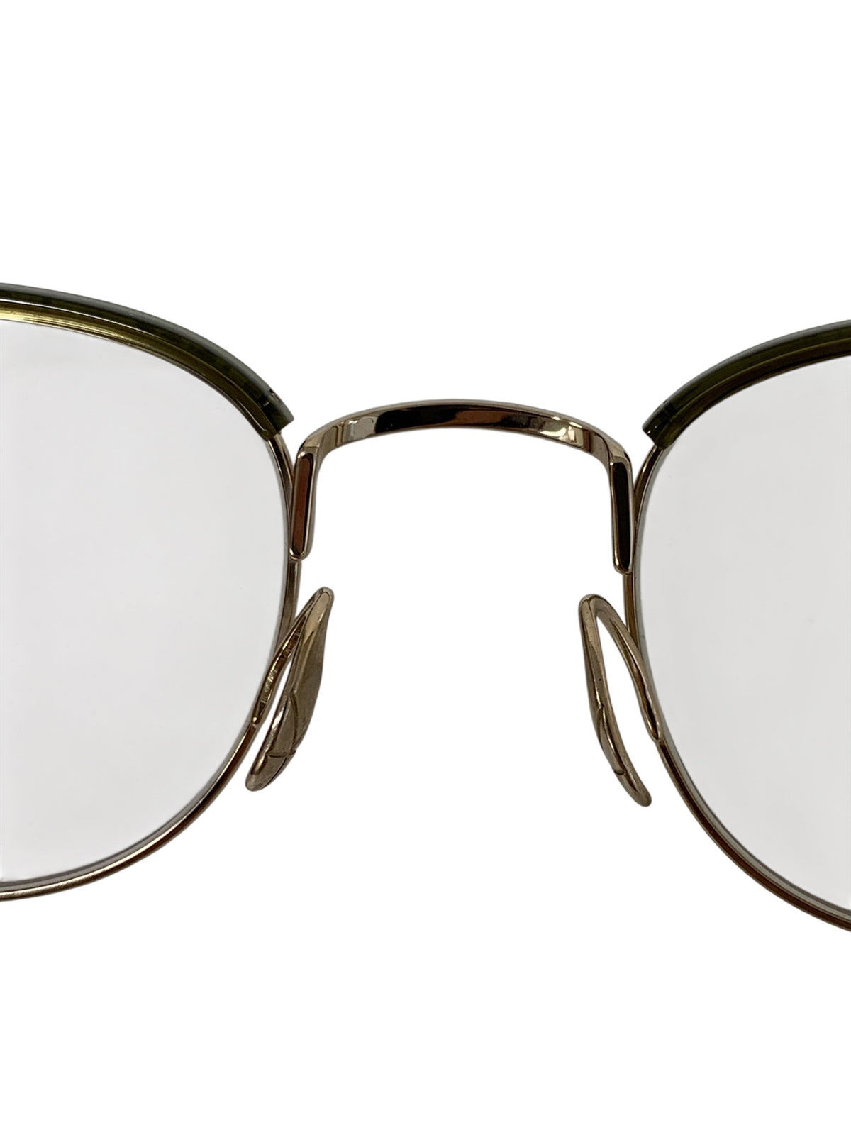 ユウイチトヤマ JINGASA UD-160 メガネ Olive drab / White gold メタル フルリム サーモントブロウ ITJAVT6NMSV5