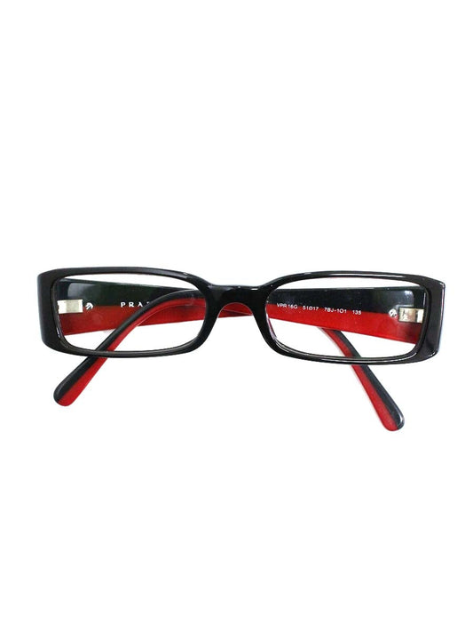 プラダ VPR16G メガネ ブラック/レッド セルフレーム フルリム スクエア IT2OEYPIZMV2